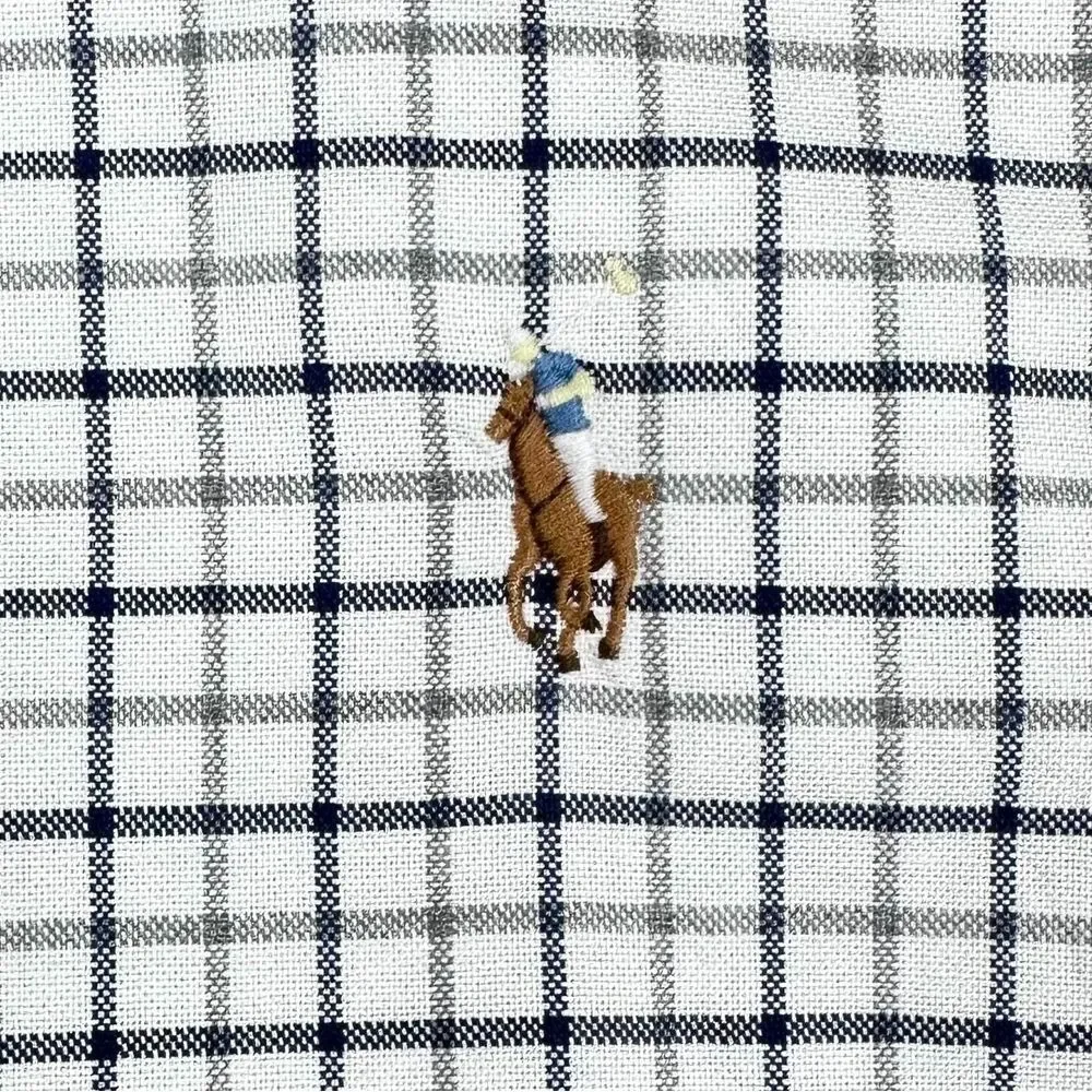 Polo Ralph Lauren Mens Size 4LT White Plaid Button Up Shirt Short Sleeve‎ NEW
